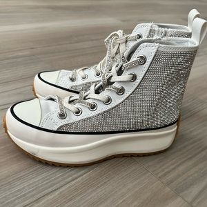 Steve Madden Shaft Rhinestone Embellished High Platform Sneakers Women's 6.5